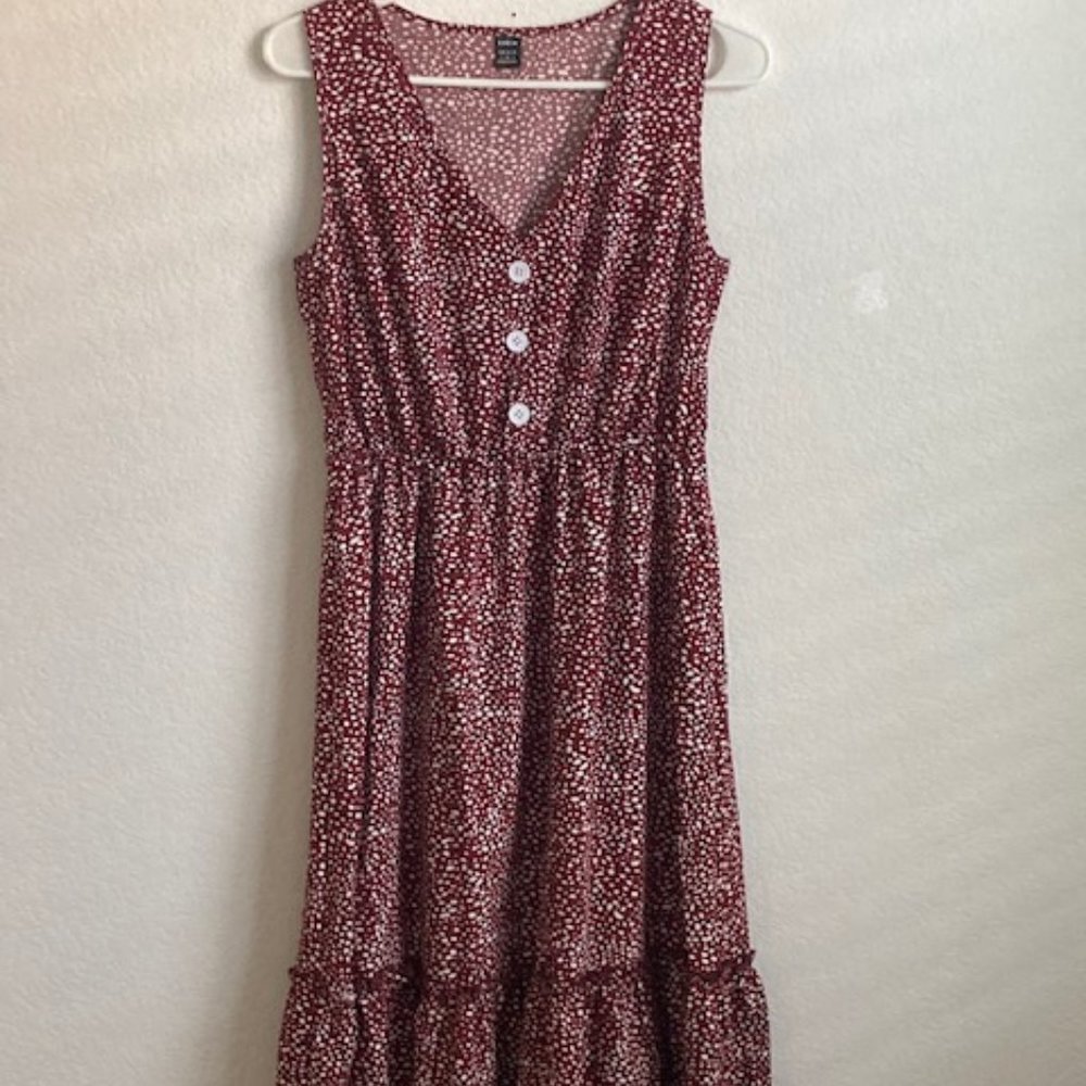 Dalmatian Print Fake Button Ruffle Hem Dress
